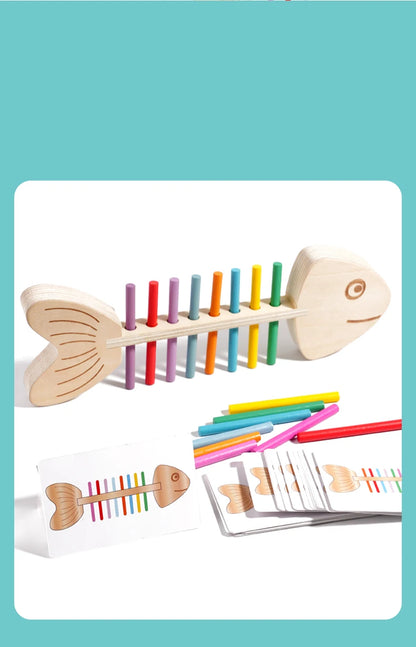 Jeu Montessori d’Association des Couleurs – Bâtons d’Équilibre en Bois