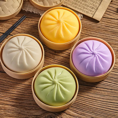 Squishy Bao Anti‑Stress avec Panier Vapeur