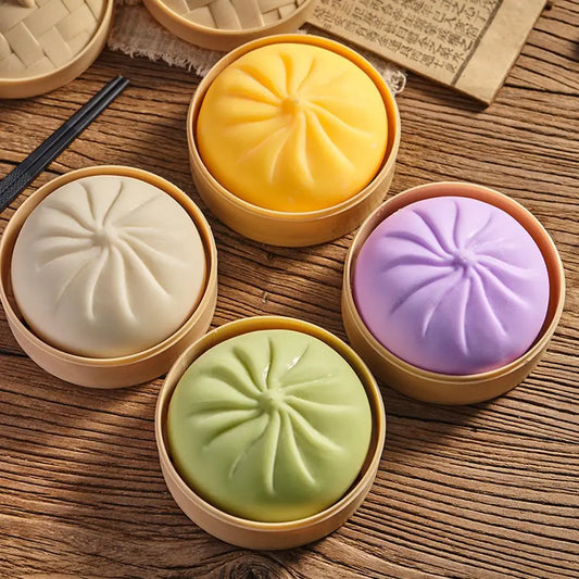 Squishy Bao Anti‑Stress avec Panier Vapeur