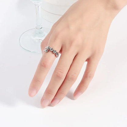 Bague Ouverte Rotative à Perle – Accessoire Discret & Apaisant