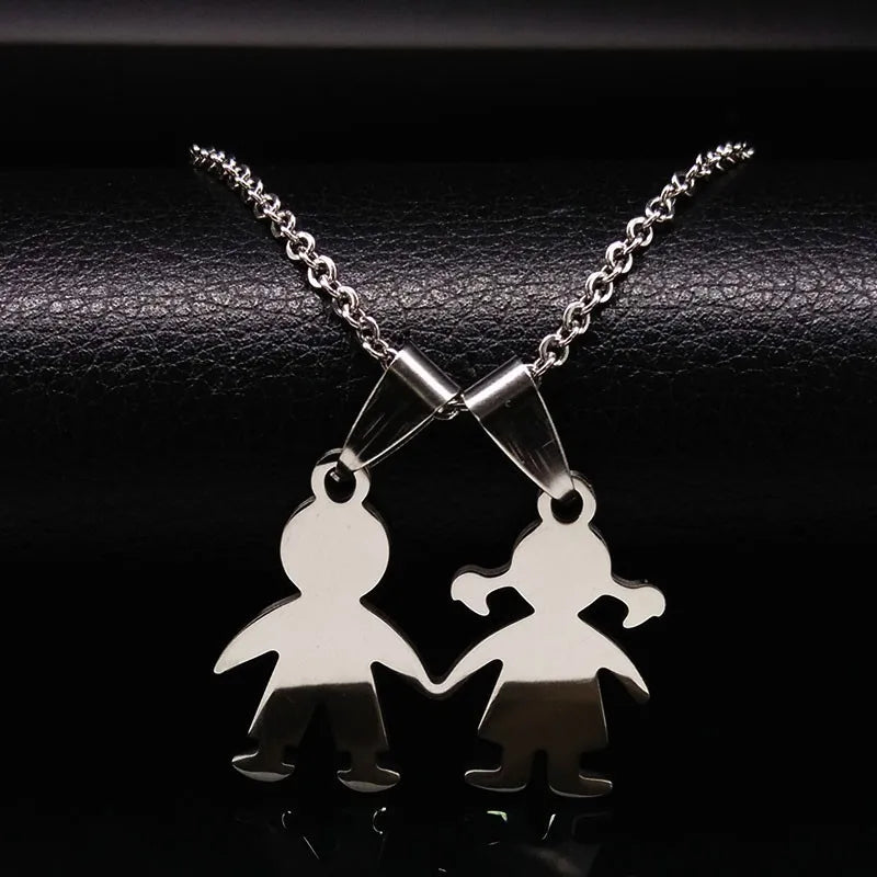 Boys & Girls Family Necklace | Stainless Steel Mom Pendant