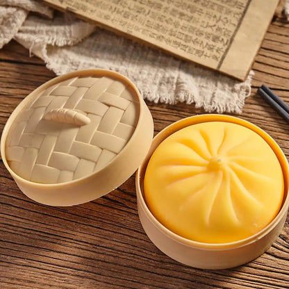 Squishy Bao Anti‑Stress avec Panier Vapeur