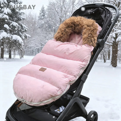 Chancelière d’hiver pour poussette – Chaude, imperméable et coupe‑vent avec col en fourrure