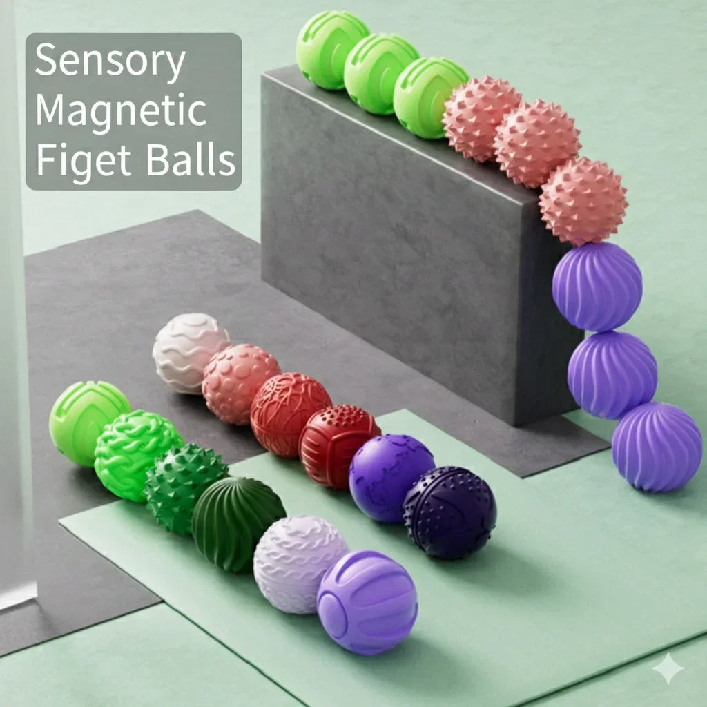 Boules Sensorielles Magnétiques en Silicone – Accessoires Anti‑Stress
