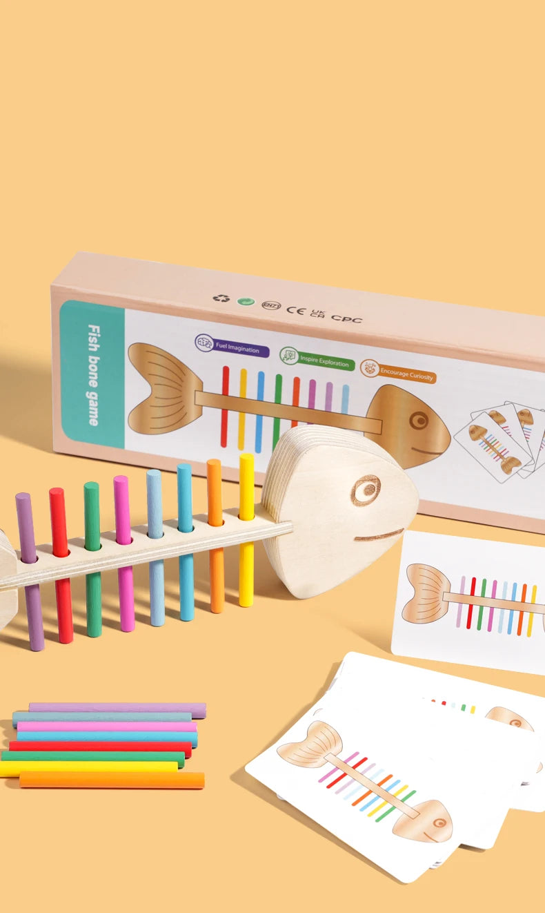 Jeu Montessori d’Association des Couleurs – Bâtons d’Équilibre en Bois