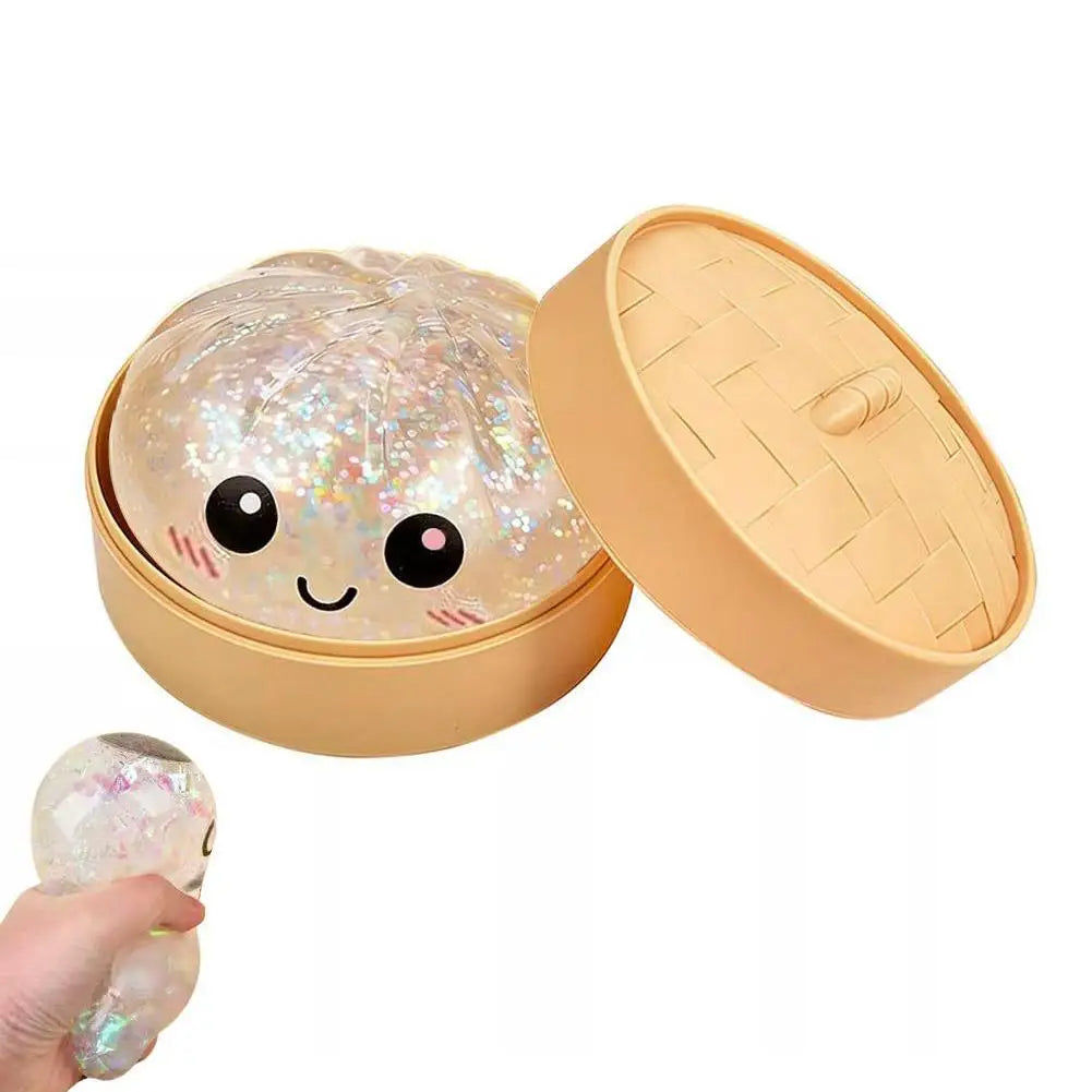 Squishy Bao Anti‑Stress avec Panier Vapeur