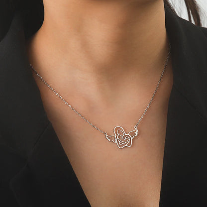 Collier Ange Maman & Bébé | Acier Inoxydable Tendance 2026