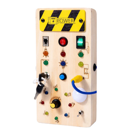 Busy Board Montessori Lumineuse – Planche Sensorielle en Bois