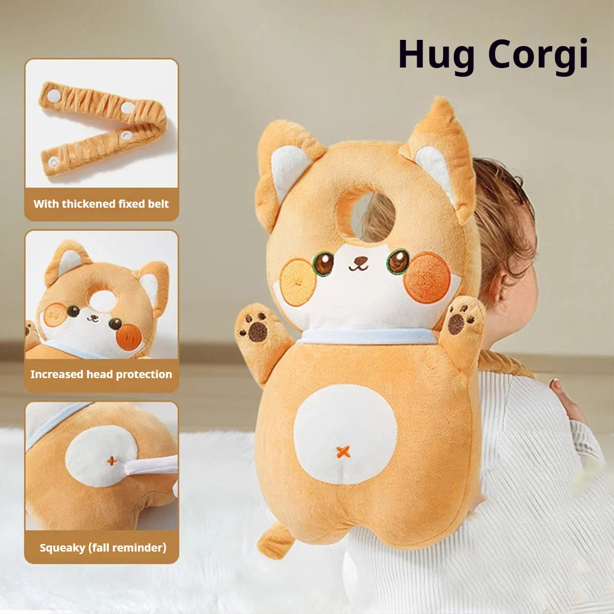 Coussin de protection tête bébé – Anti‑chute, doux et respirant (33 × 19 × 6 cm)