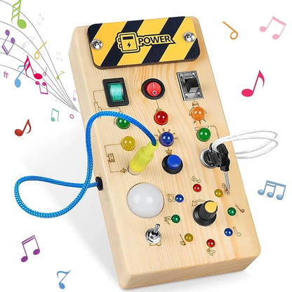 Busy Board Montessori Lumineuse – Planche Sensorielle en Bois