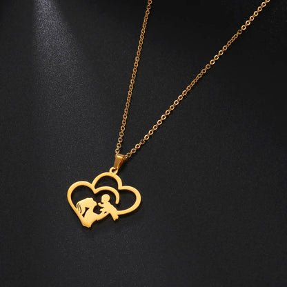Collier Maman & Cœur | Pendentif Silhouette en Acier Inoxydable