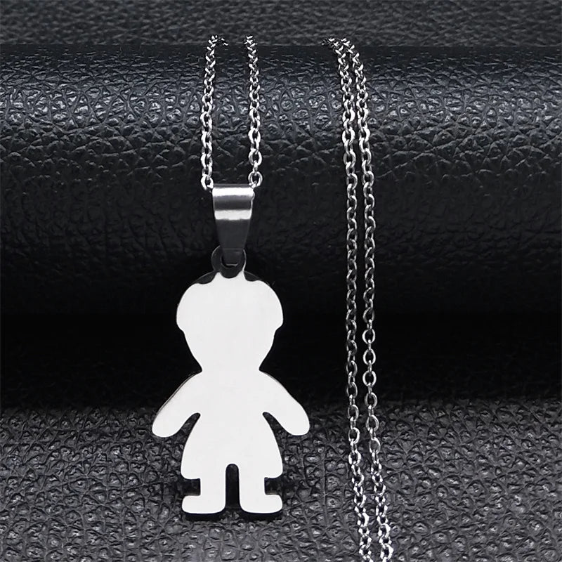 Boys & Girls Family Necklace | Stainless Steel Mom Pendant