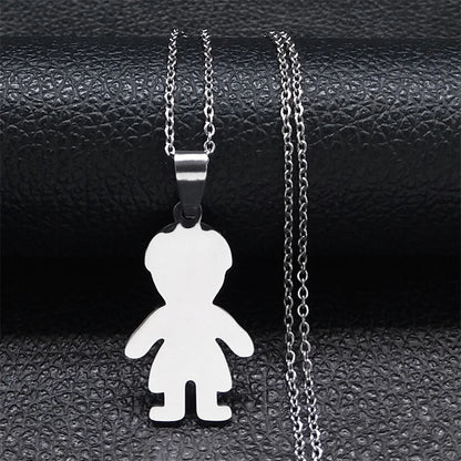 Boys & Girls Family Necklace | Stainless Steel Mom Pendant