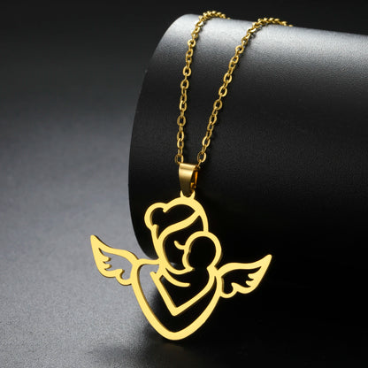 Collier Ange Maman & Bébé | Acier Inoxydable Tendance 2026