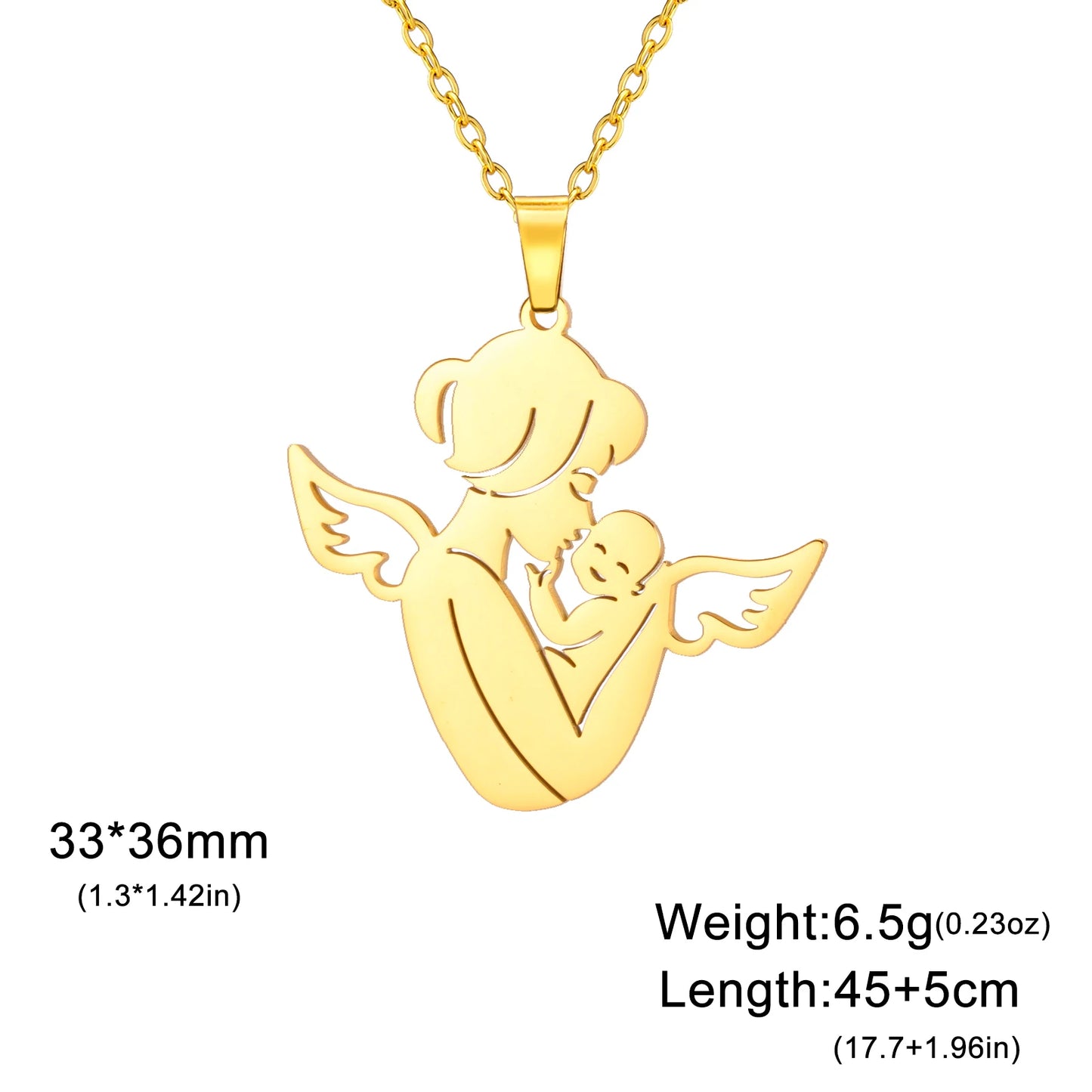 Collier Ange Maman & Bébé | Acier Inoxydable Tendance 2026