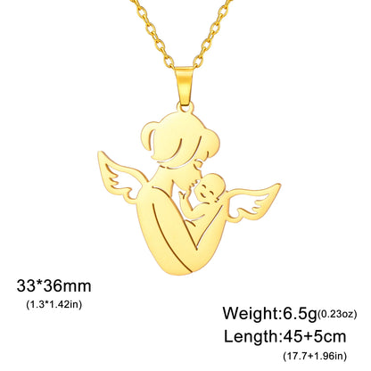 Collier Ange Maman & Bébé | Acier Inoxydable Tendance 2026