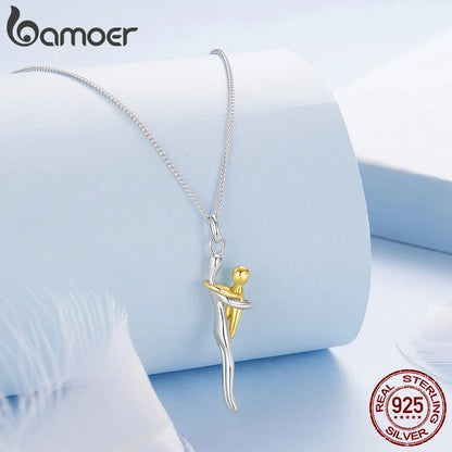 Collier Argent Sterling | Pendentif Maman & Enfant Deux Tons