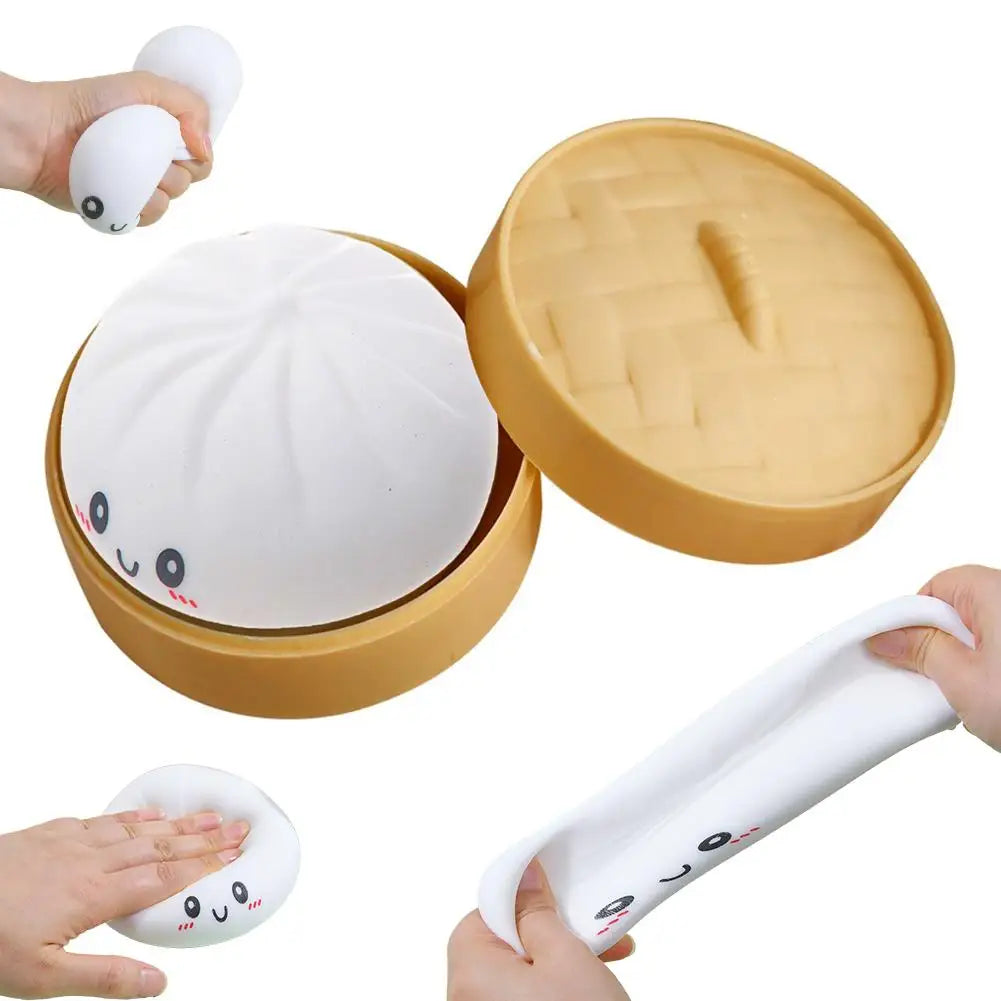 Squishy Bao Anti‑Stress avec Panier Vapeur