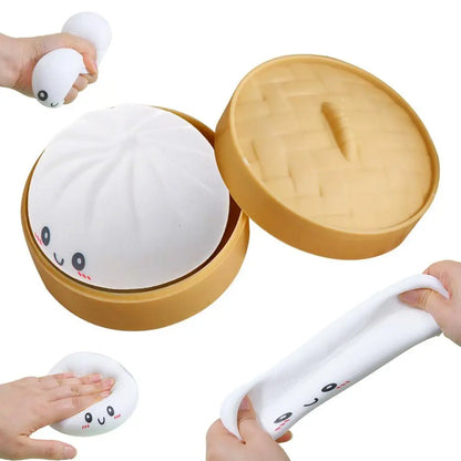 Squishy Bao Anti‑Stress avec Panier Vapeur
