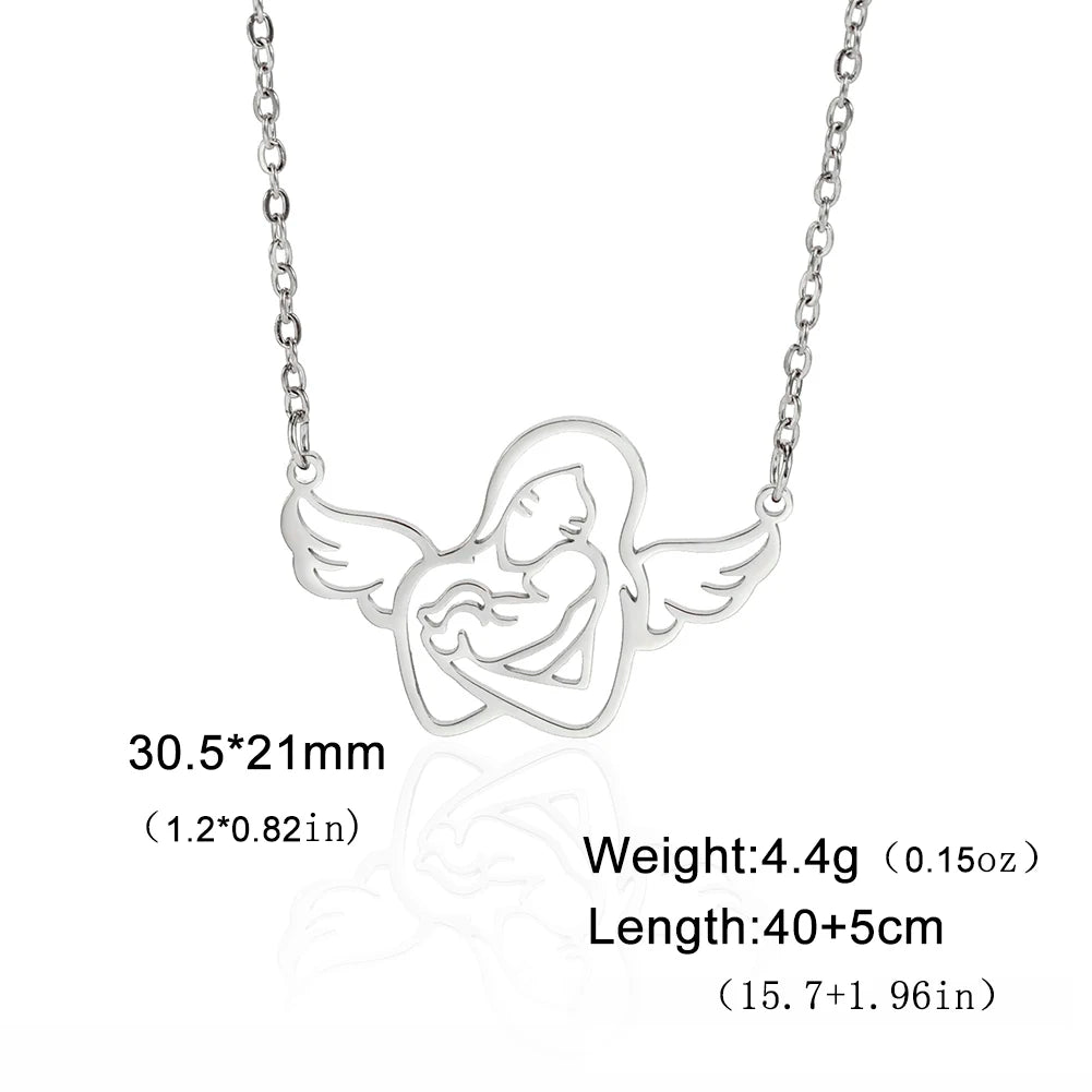 Collier Ange Maman & Bébé | Acier Inoxydable Tendance 2026