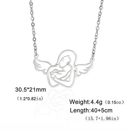 Collier Ange Maman & Bébé | Acier Inoxydable Tendance 2026
