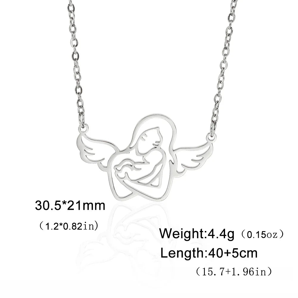 Mom & Baby Angel Necklace | Trendy 2026 Stainless Steel