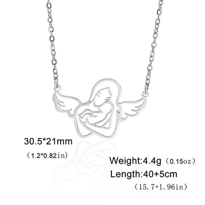 Mom & Baby Angel Necklace | Trendy 2026 Stainless Steel
