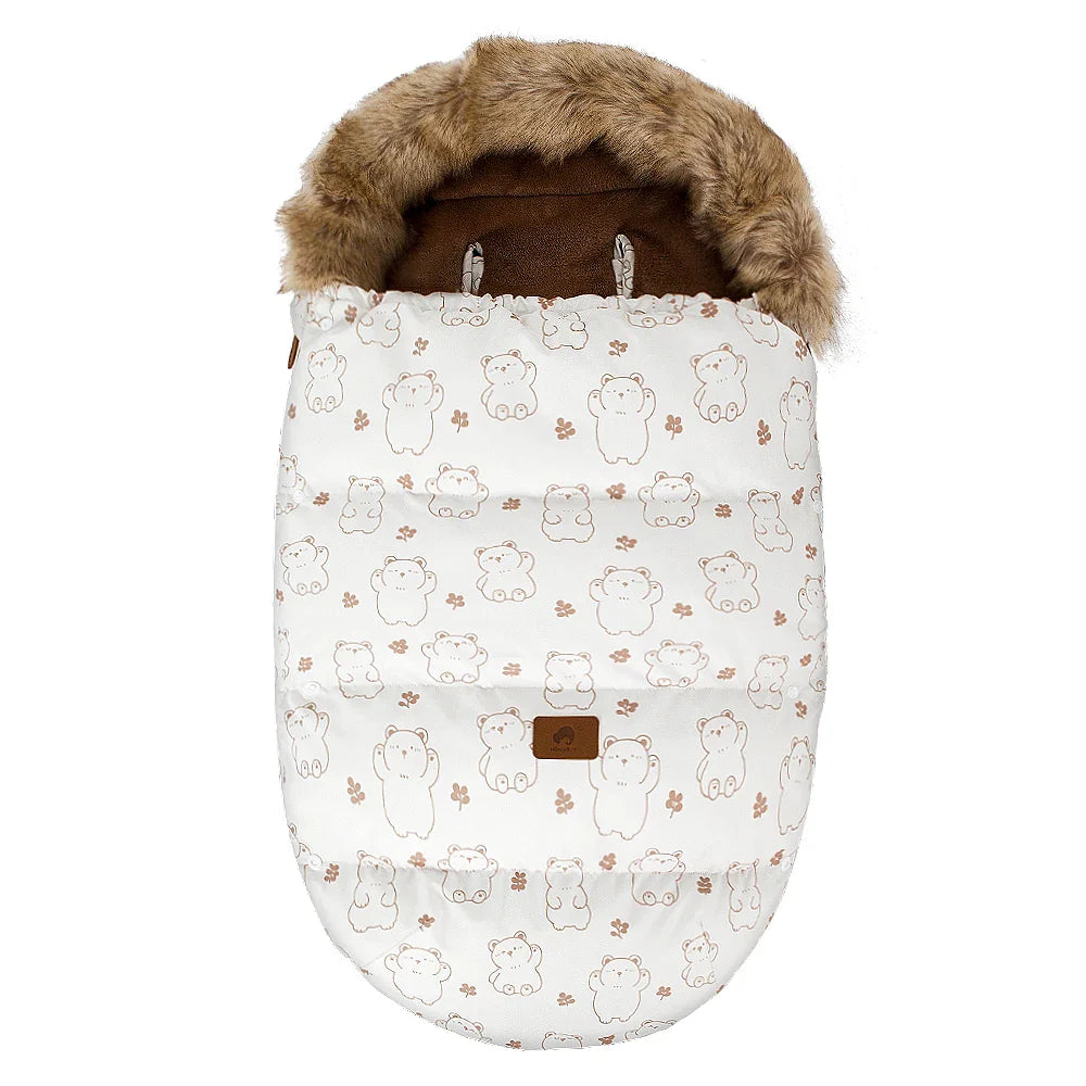 Chancelière d’hiver pour poussette – Chaude, imperméable et coupe‑vent avec col en fourrure