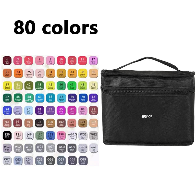 Ensemble de marqueurs à double pointe – 24 à 168 couleurs