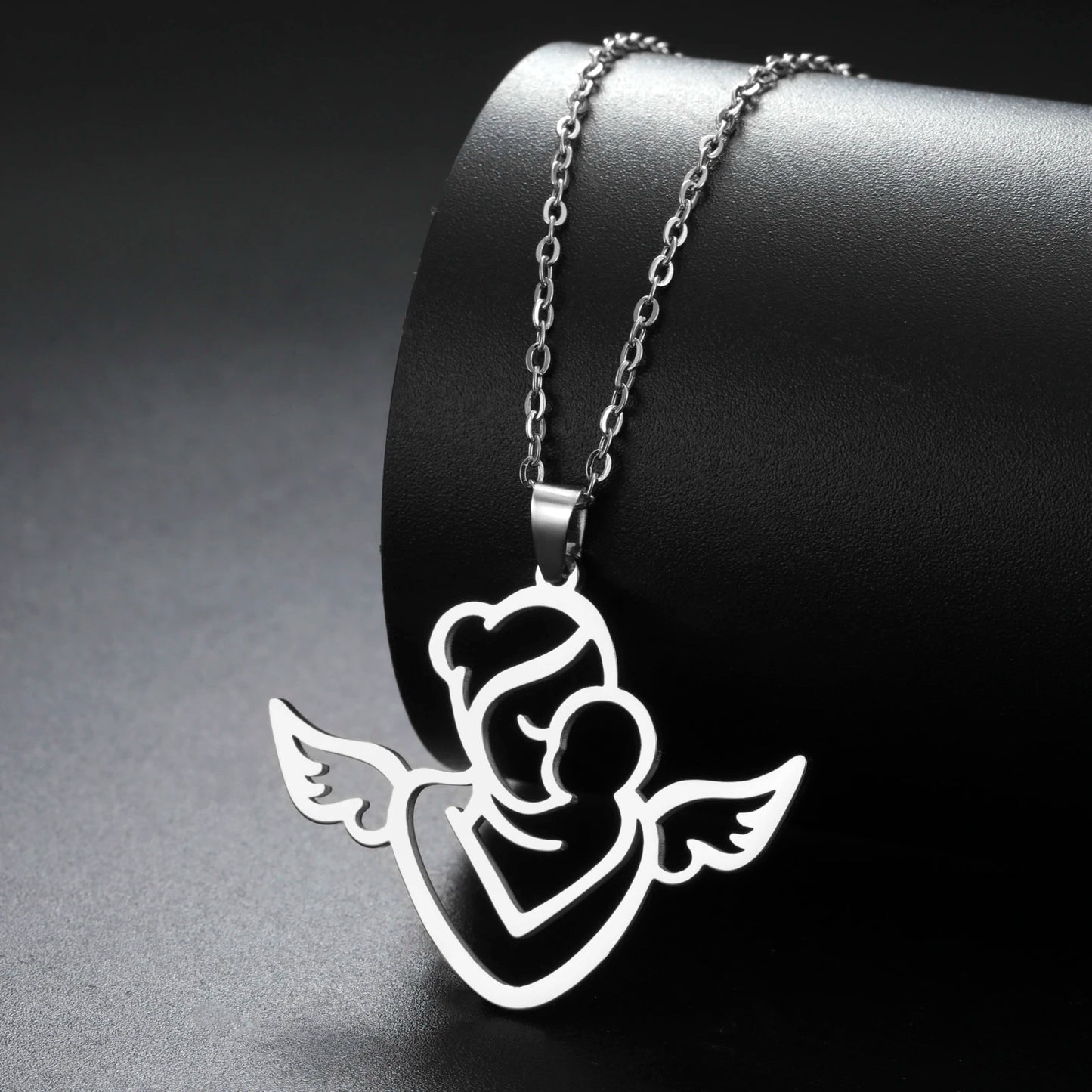 Collier Ange Maman & Bébé | Acier Inoxydable Tendance 2026