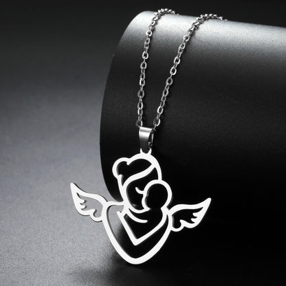 Collier Ange Maman & Bébé | Acier Inoxydable Tendance 2026