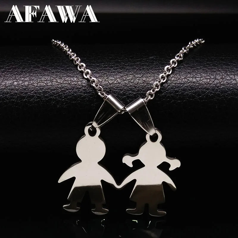 Boys & Girls Family Necklace | Stainless Steel Mom Pendant
