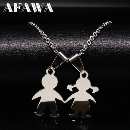 Boys & Girls Family Necklace | Stainless Steel Mom Pendant