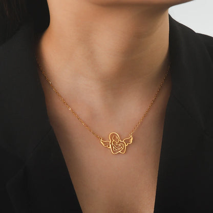 Collier Ange Maman & Bébé | Acier Inoxydable Tendance 2026