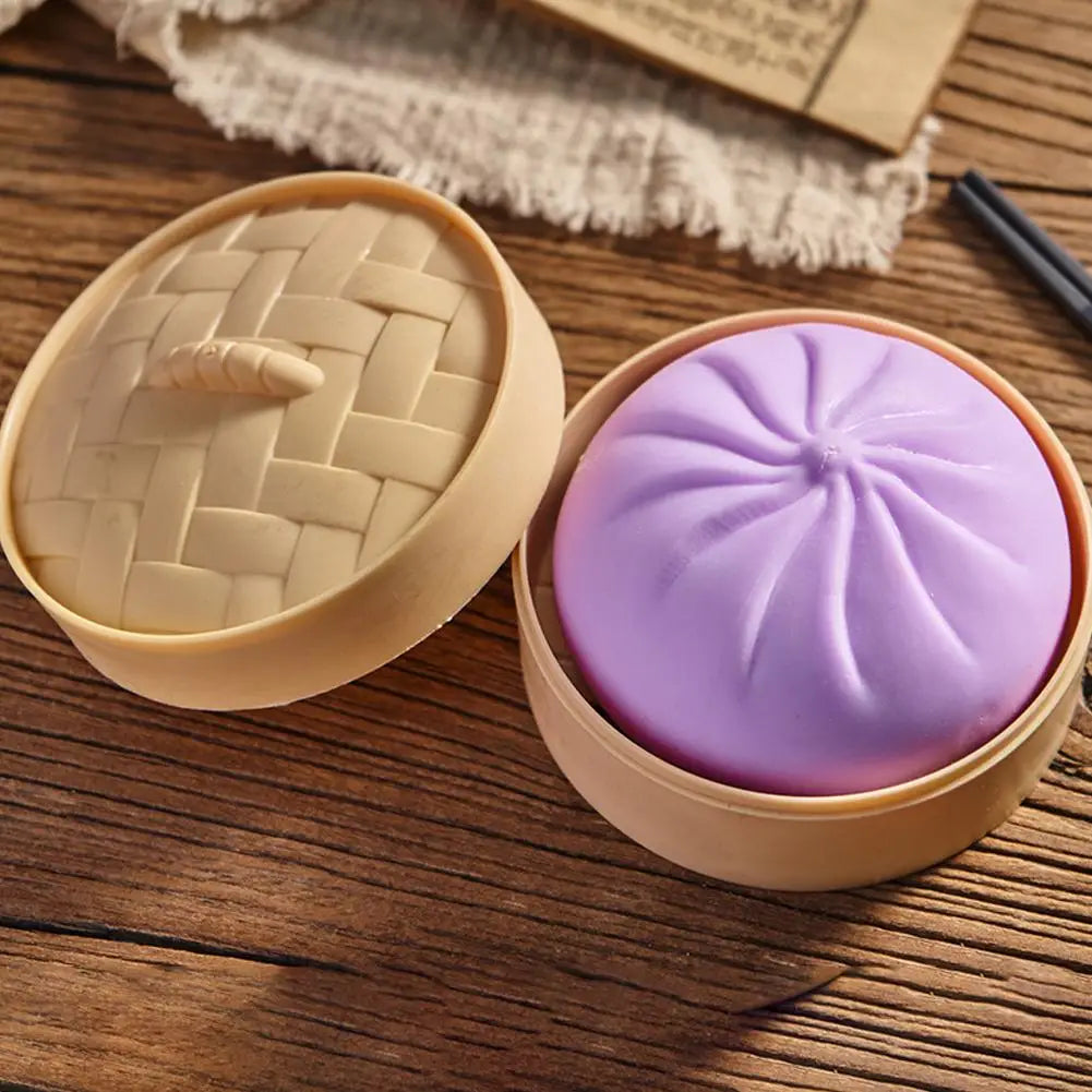 Squishy Bao Anti‑Stress avec Panier Vapeur