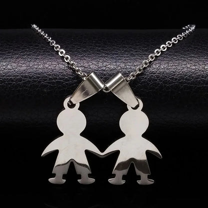 Boys & Girls Family Necklace | Stainless Steel Mom Pendant