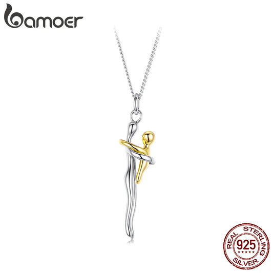 Collier Argent Sterling | Pendentif Maman & Enfant Deux Tons
