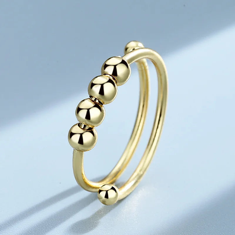 Bague Ouverte Rotative à Perle – Accessoire Discret & Apaisant