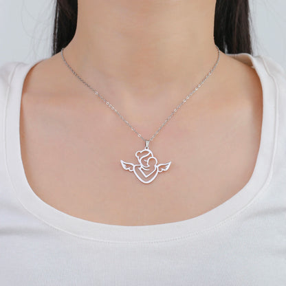 Collier Ange Maman & Bébé | Acier Inoxydable Tendance 2026