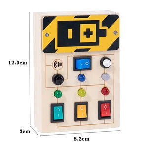 Busy Board Montessori Lumineuse – Planche Sensorielle en Bois