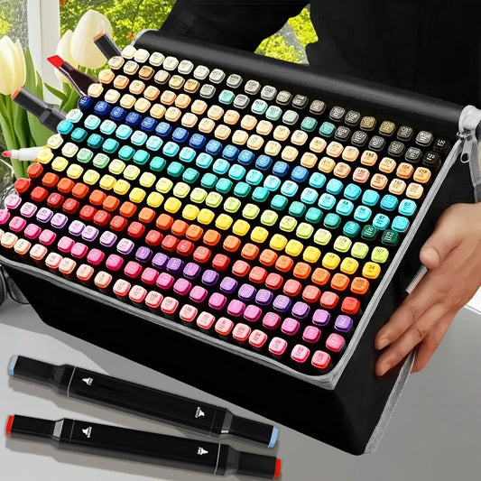 Ensemble de marqueurs à double pointe – 24 à 168 couleurs