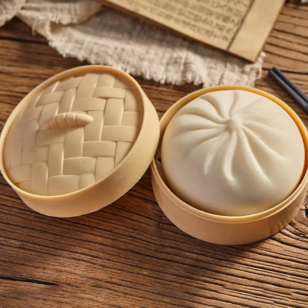 Squishy Bao Anti‑Stress avec Panier Vapeur