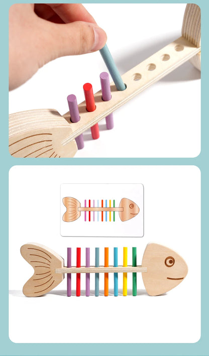 Jeu Montessori d’Association des Couleurs – Bâtons d’Équilibre en Bois