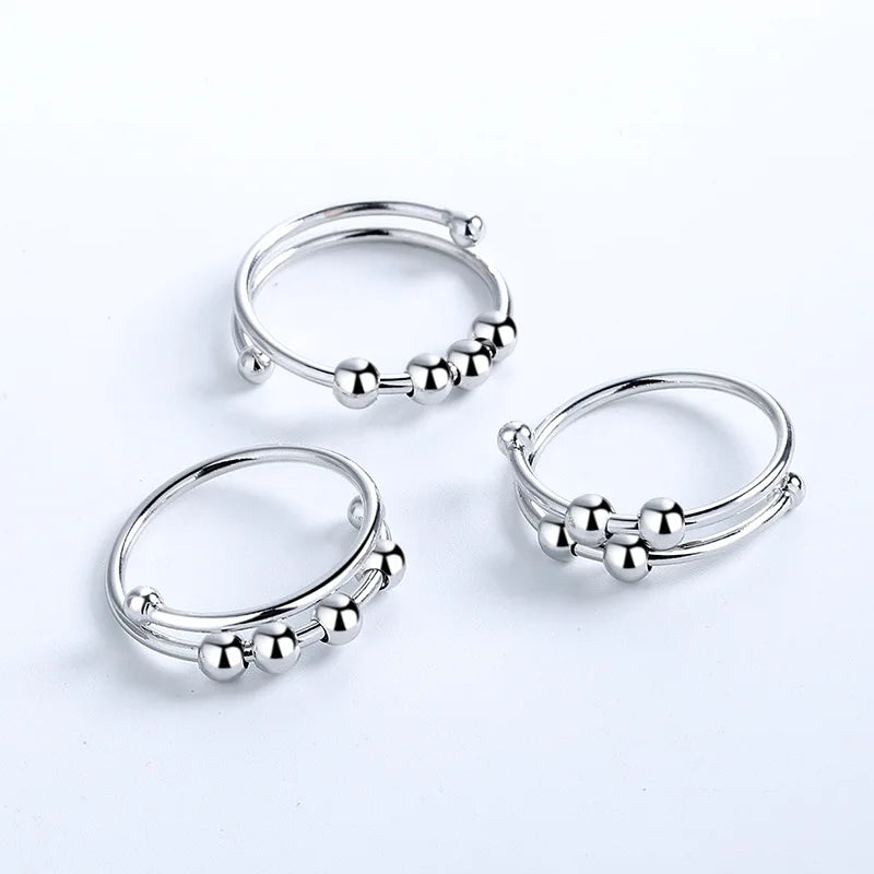 Bague Ouverte Rotative à Perle – Accessoire Discret & Apaisant