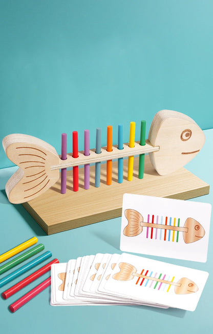 Jeu Montessori d’Association des Couleurs – Bâtons d’Équilibre en Bois