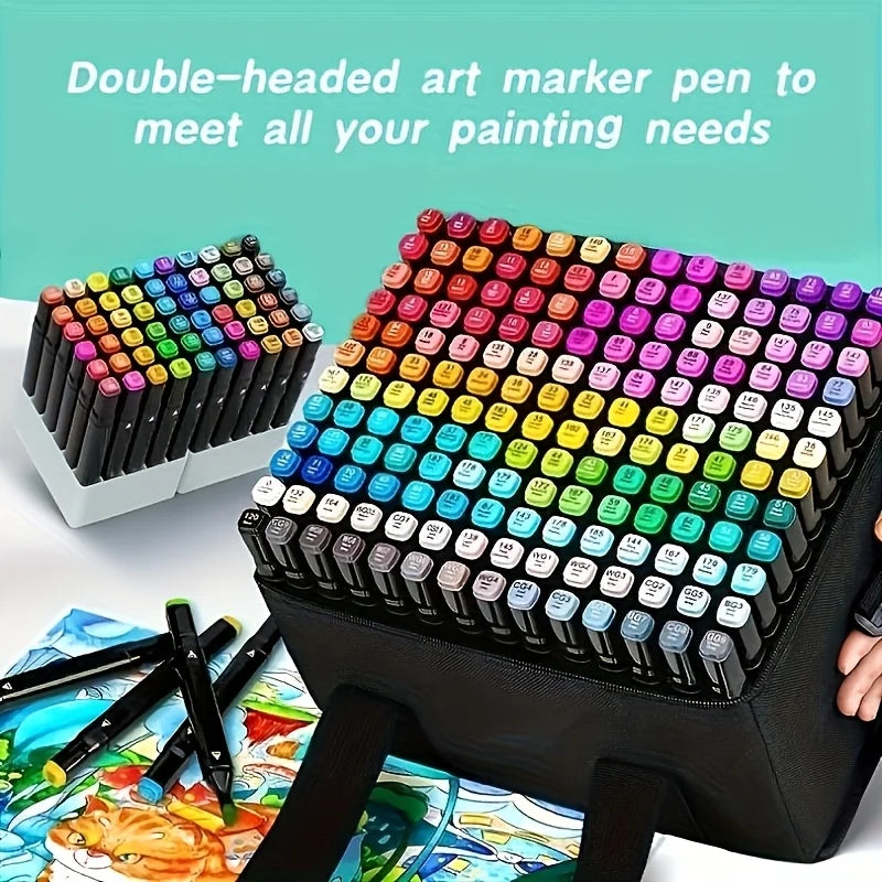 Ensemble de marqueurs à double pointe – 24 à 168 couleurs