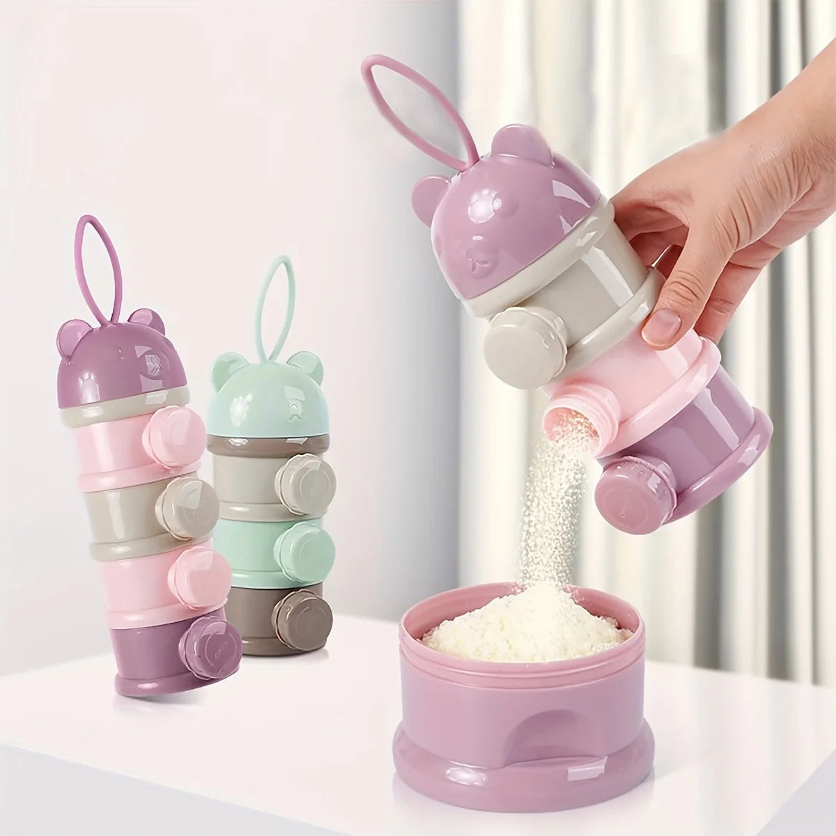 Large capacity powdered milk container – Stackable food storage box with strap