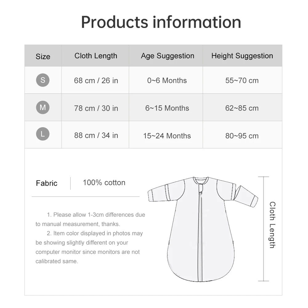 Gigoteuse Bébé 0-24 Mois | Coton Respirant à Manches Amovibles