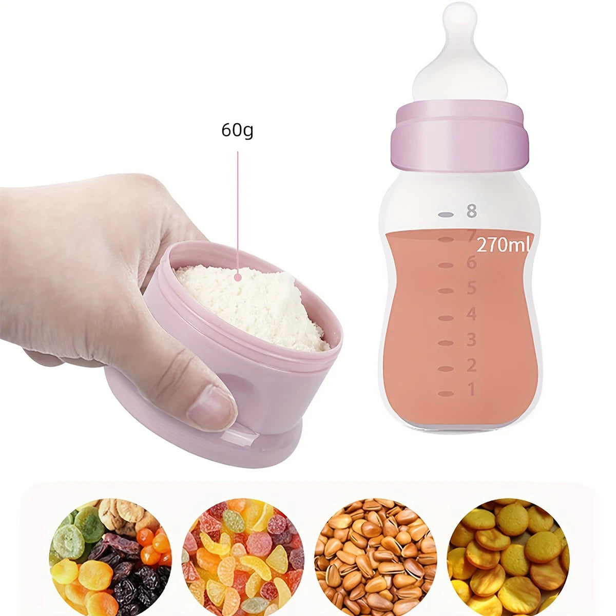Large capacity powdered milk container – Stackable food storage box with strap