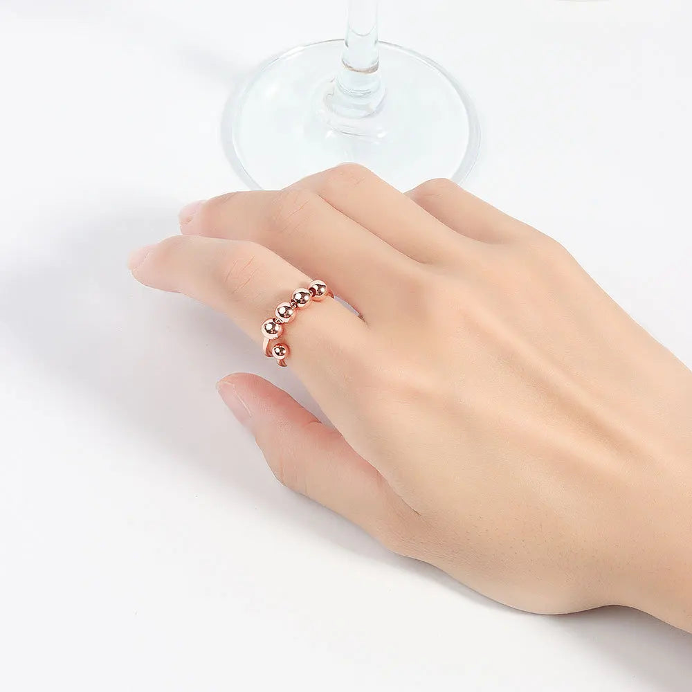 Bague Ouverte Rotative à Perle – Accessoire Discret & Apaisant